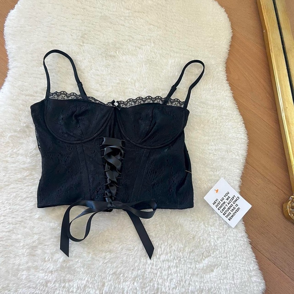 Miss Selfridge ASOS lace up black corset top